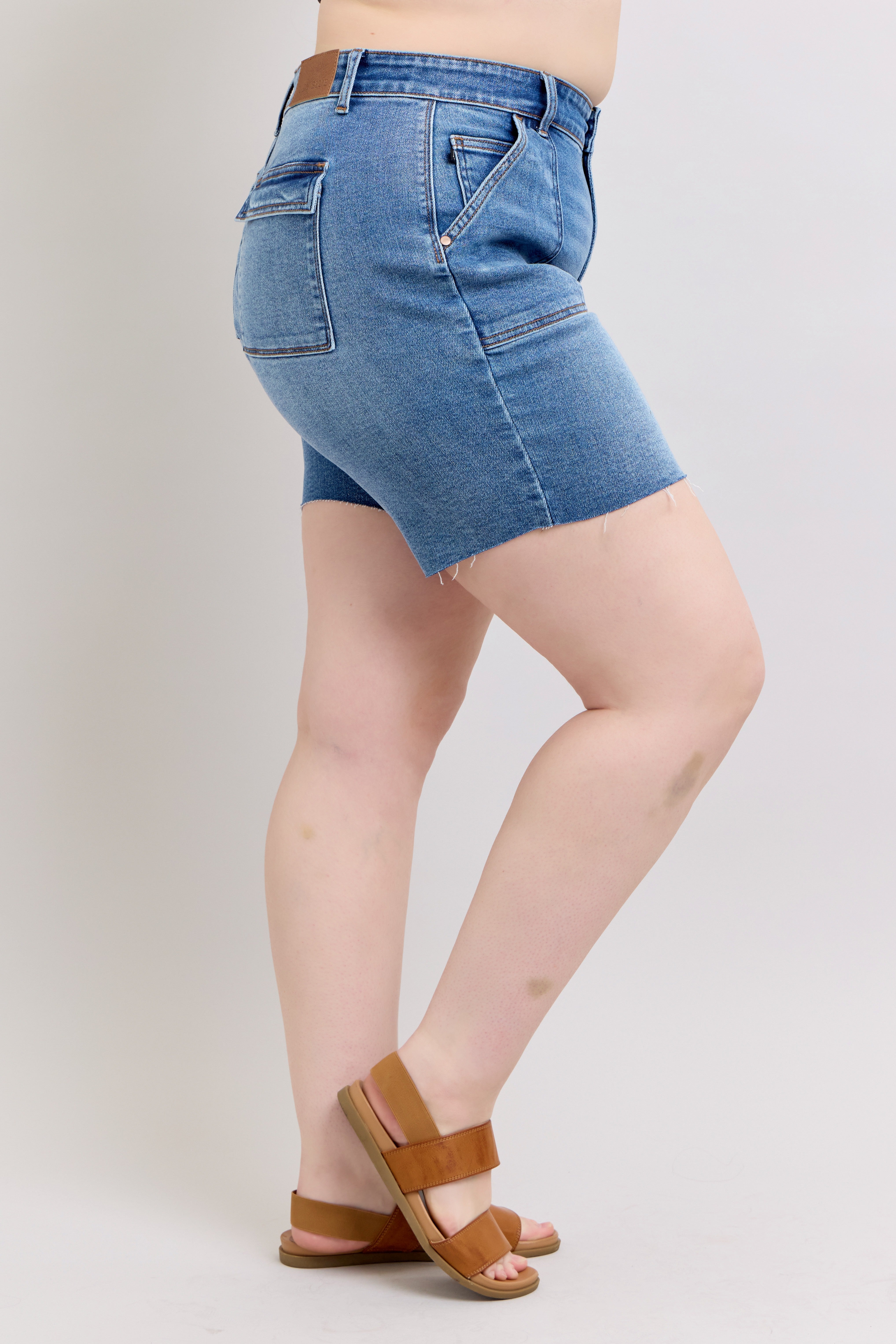 Judy Blue Mid Rise Bermudas w/ Back Flap Pockets - Regular & Plus Size