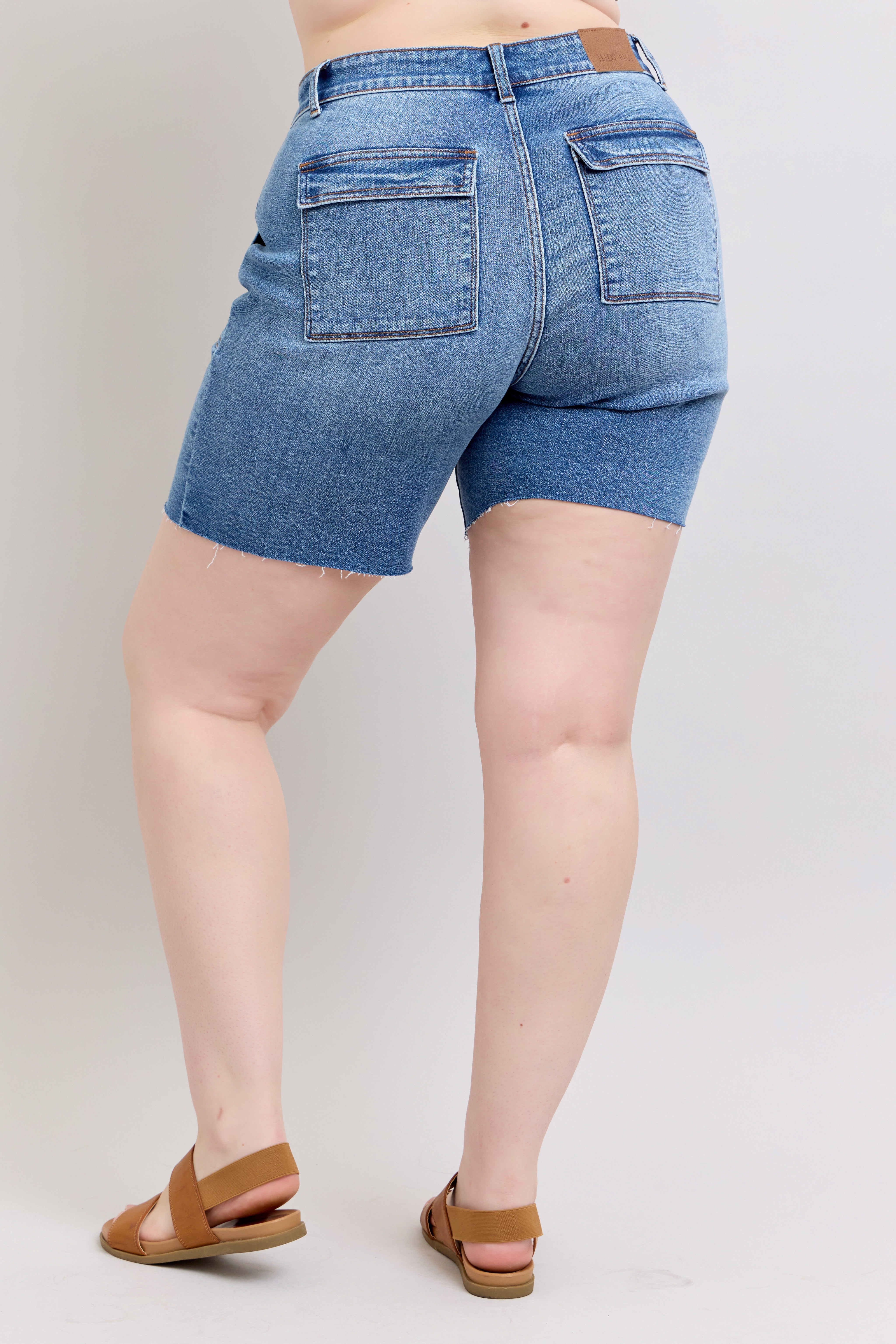 Judy Blue Mid Rise Bermudas w/ Back Flap Pockets - Regular & Plus Size