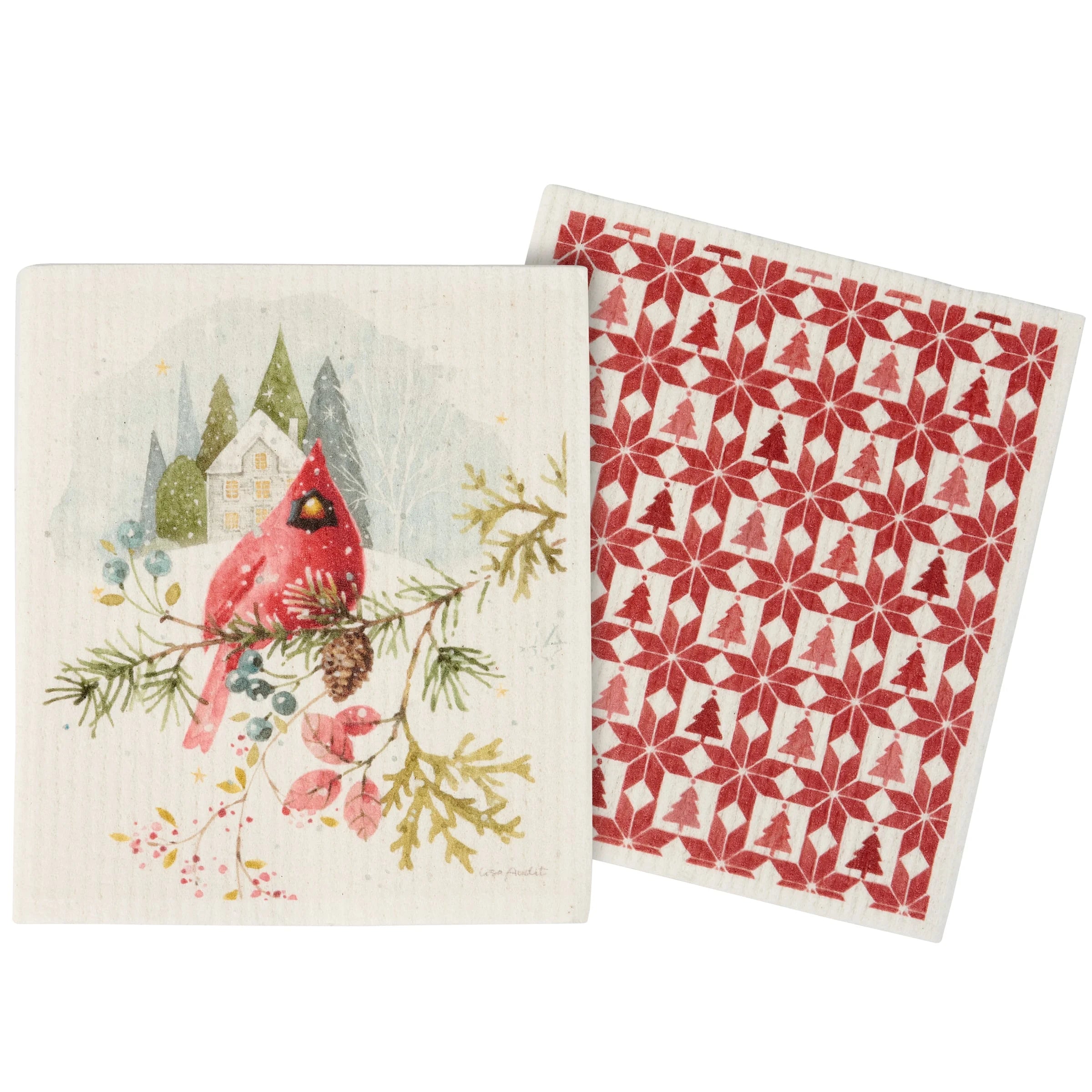 Swedish Dishcloth Set Winter Cardinal