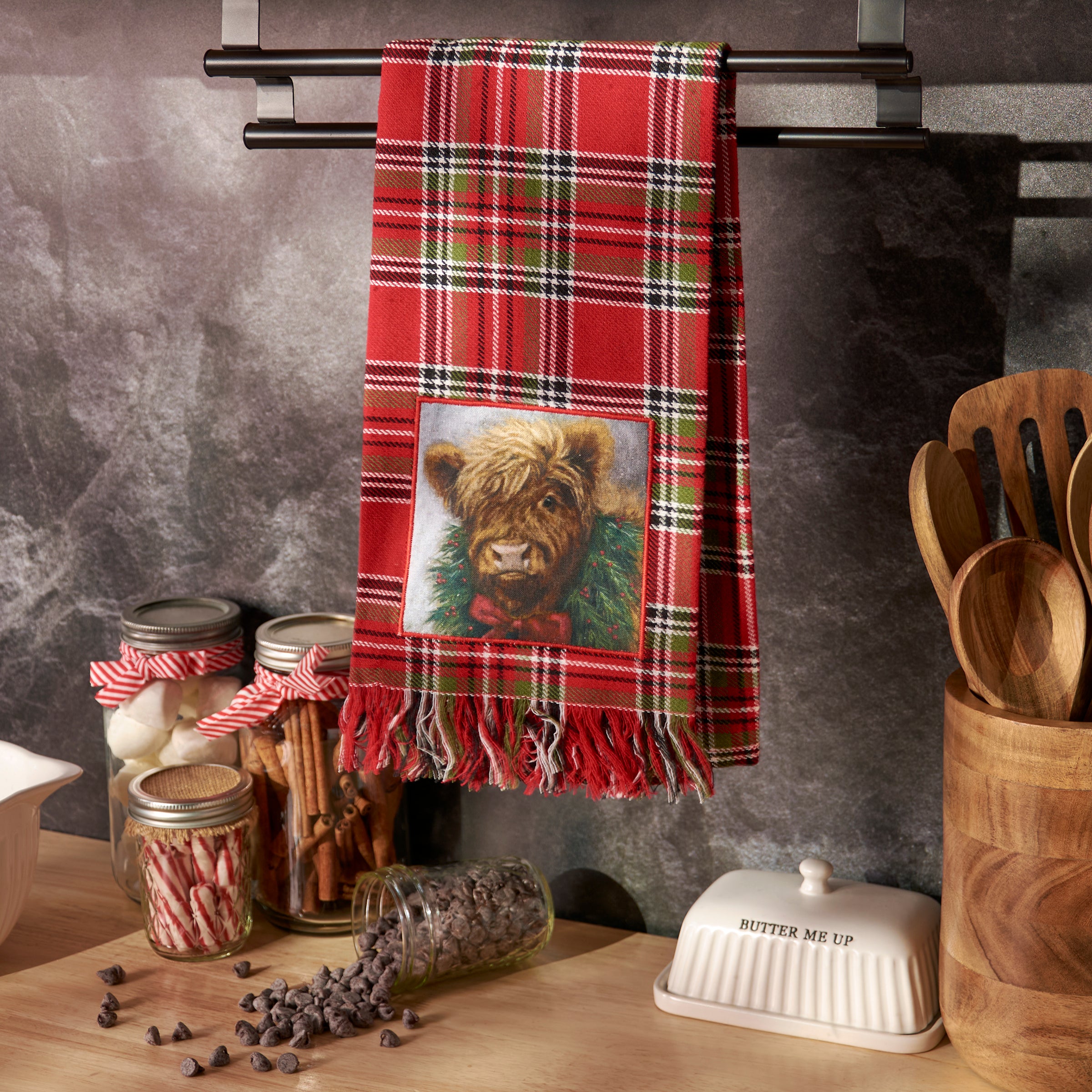 Highland Cow Christmas Kitchen Towel