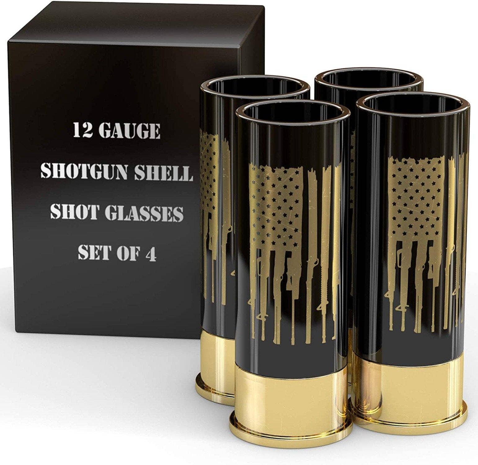 12 Gauge Shot Glasses Set of 4 - Gun American Flag - The Bronze Butterfly