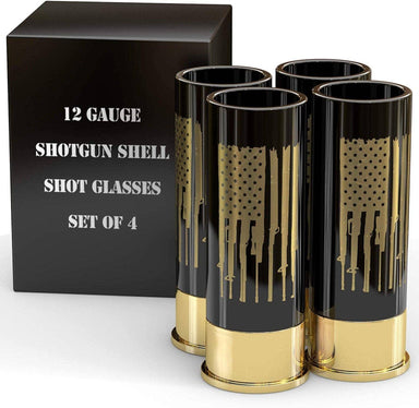 12 Gauge Shot Glasses Set of 4 - Gun American Flag - The Bronze Butterfly