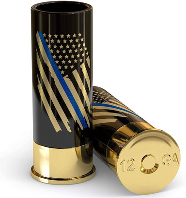 12 Gauge Shot Glasses Set of 4 - Thin Blue Line Police Flag - The Bronze Butterfly