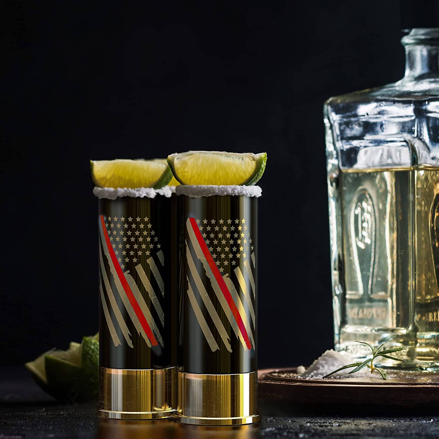 12 Gauge Shot Glasses Set of 4 - Thin Red Line Fire Fighter - The Bronze Butterfly