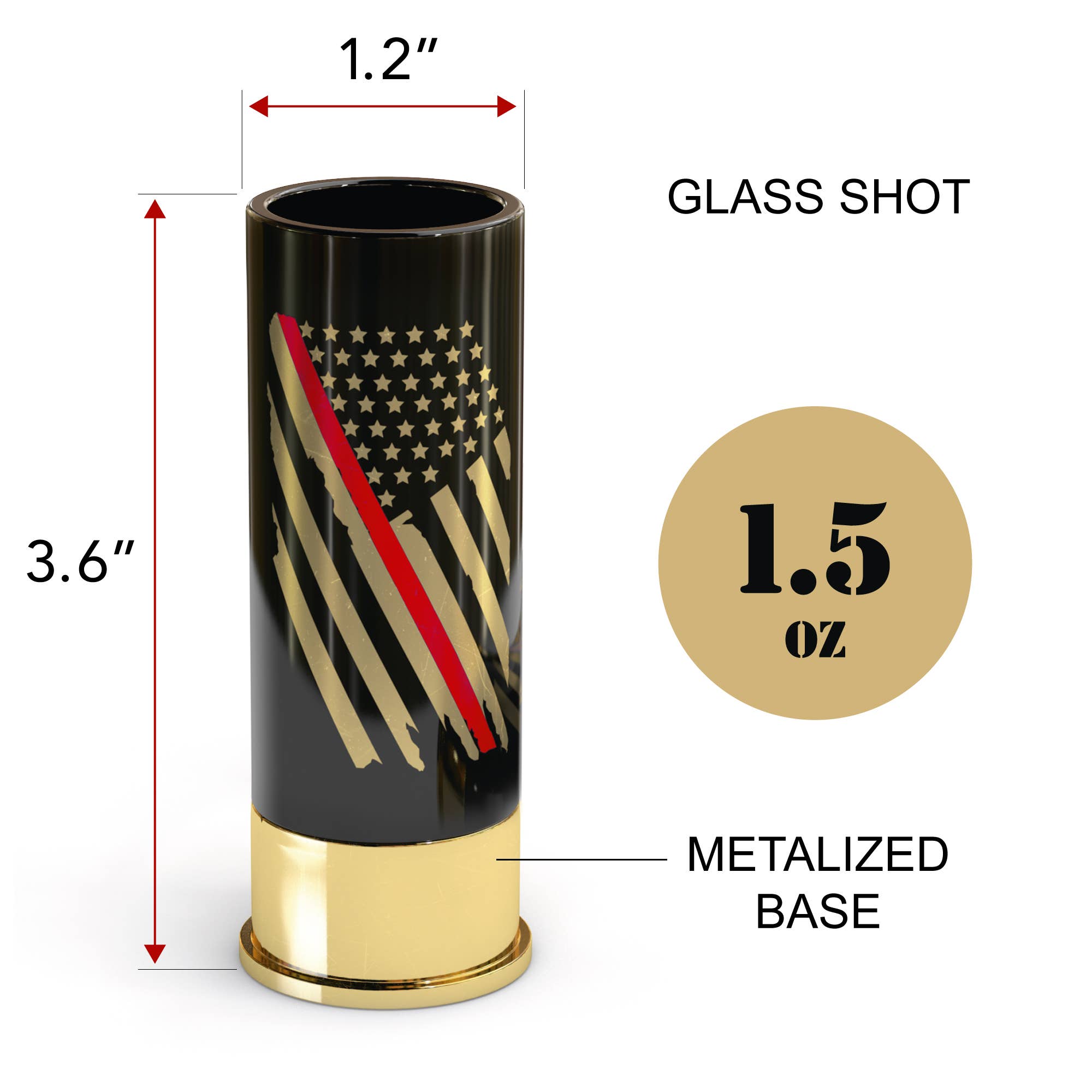 12 Gauge Shot Glasses Set of 4 - Thin Red Line Fire Fighter - The Bronze Butterfly