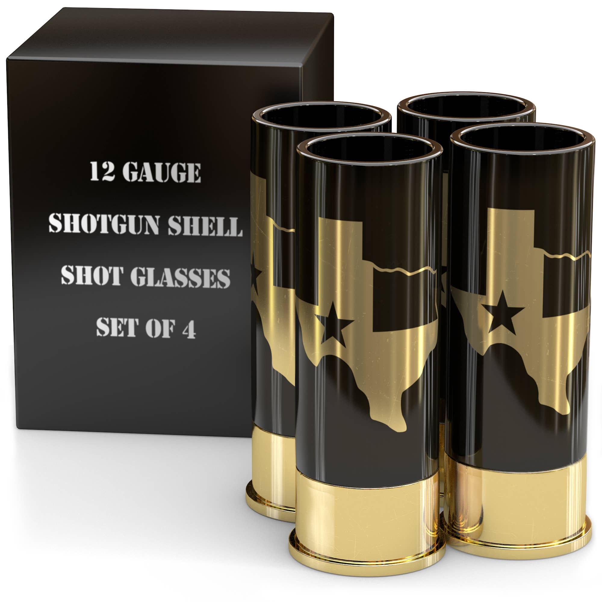 12 Gauge Texas Flag Shot Glasses - Set of 4 - The Bronze Butterfly