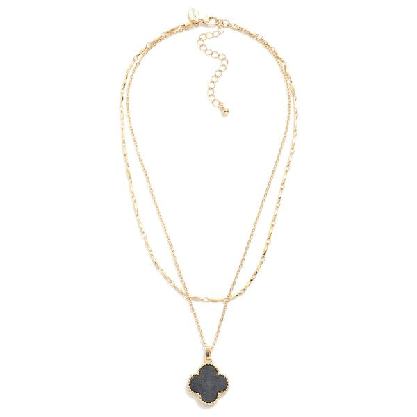 Layered Chain Link Necklace Featuring Clover Station