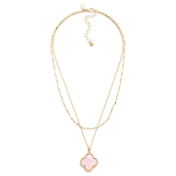 Layered Chain Link Necklace Featuring Clover Station