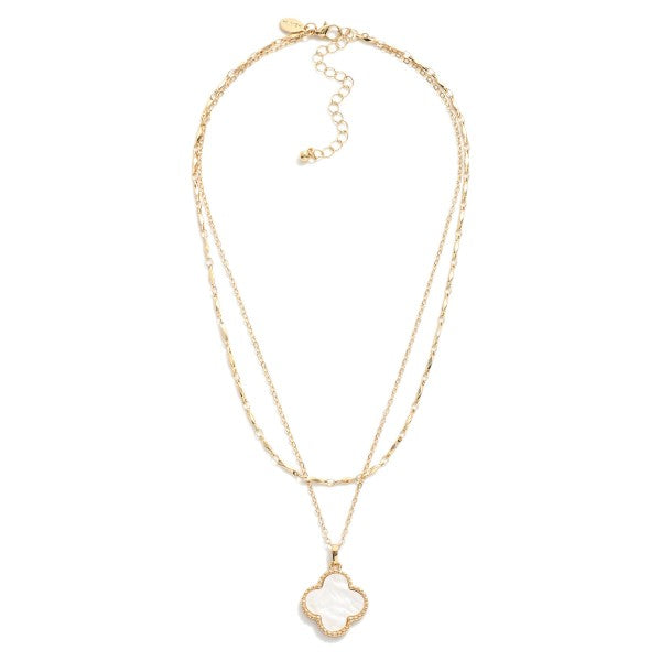 Layered Chain Link Necklace Featuring Clover Station