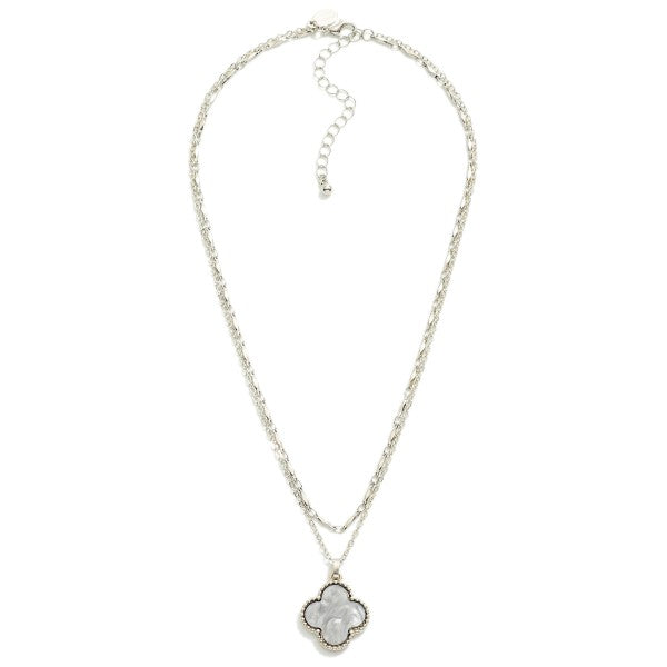 Layered Chain Link Necklace Featuring Clover Station