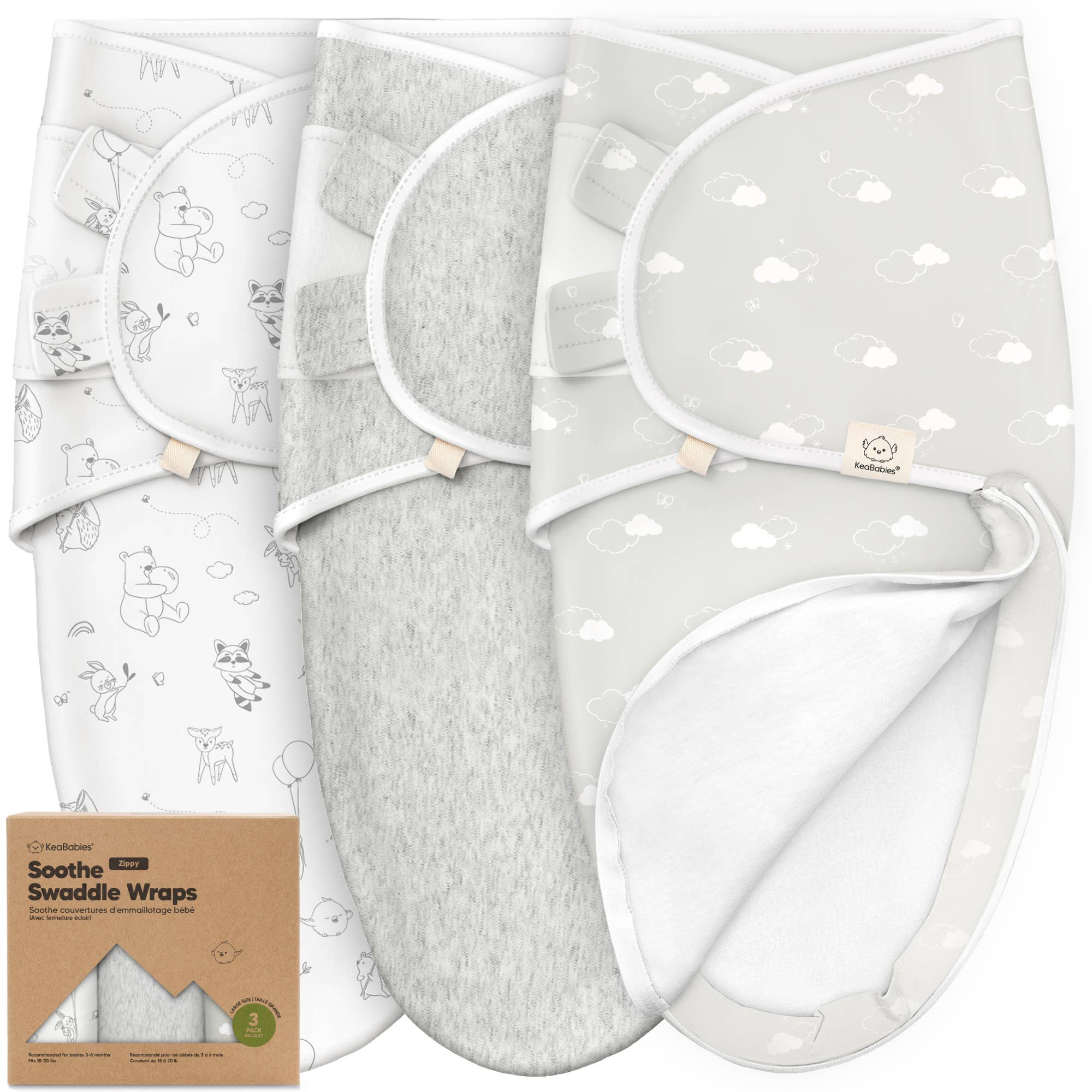 3pk Soothe Zippy Baby Swaddles 0 - 3 Months,Newborn Sleep Sack - The Bronze Butterfly