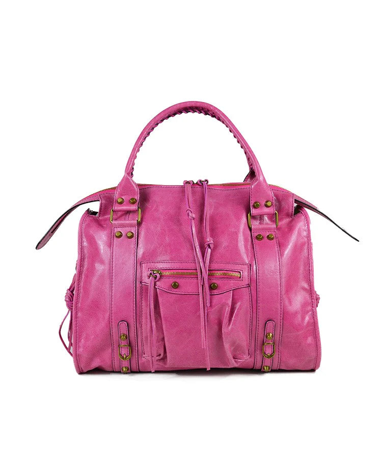 Fuschia Leather Crossbody or handbag