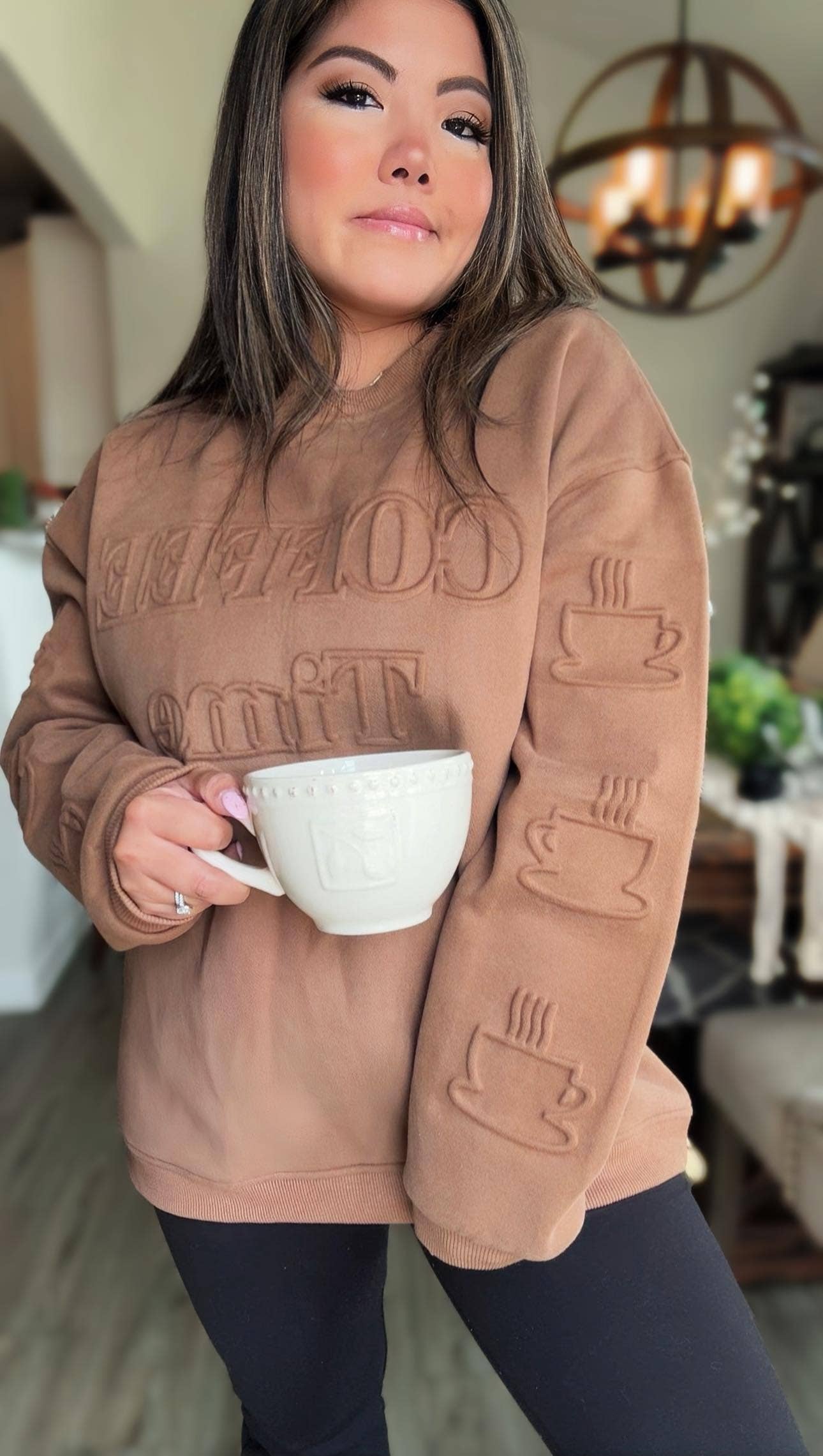 Evelyn Embossed Sweater - Coffee