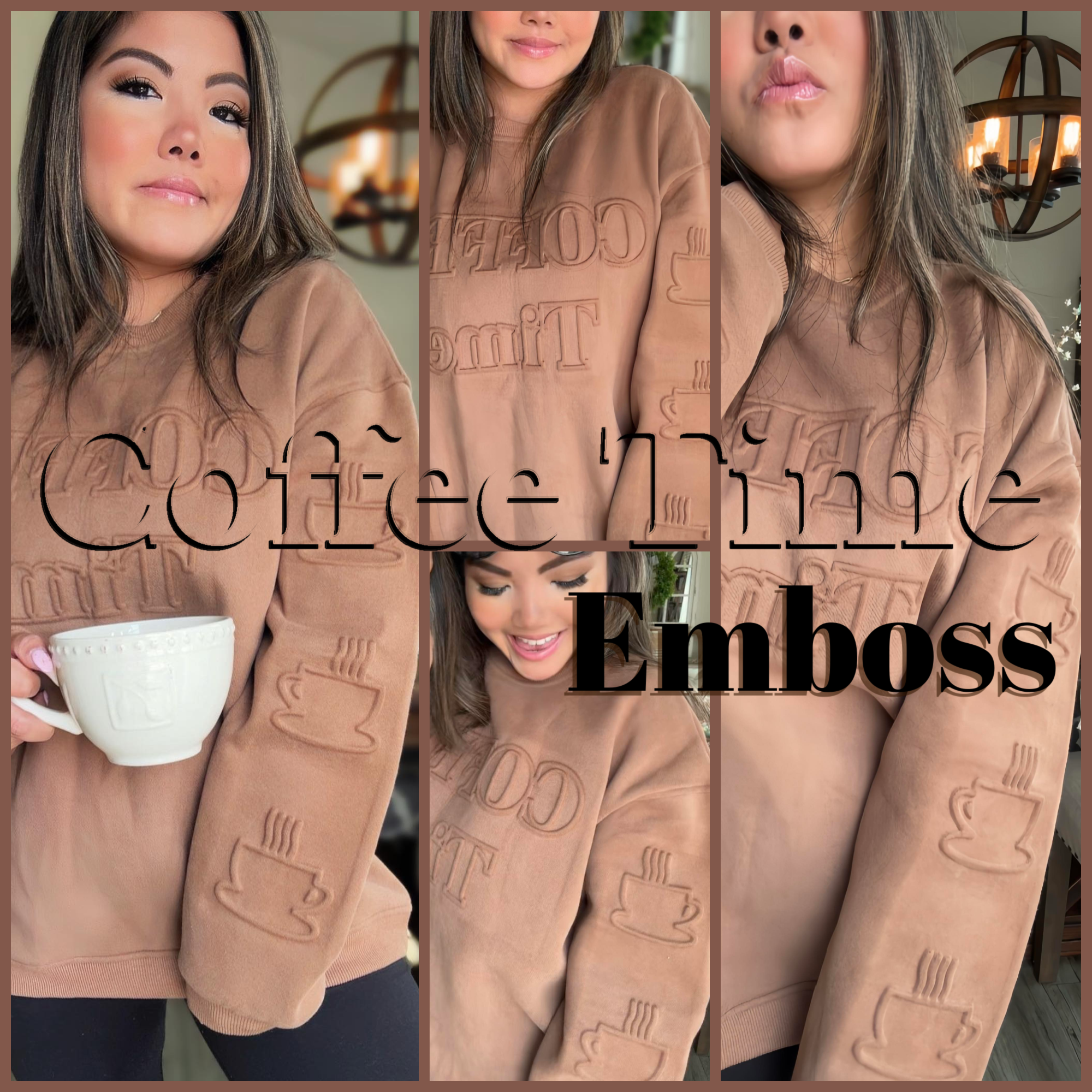 Evelyn Embossed Sweater - Coffee