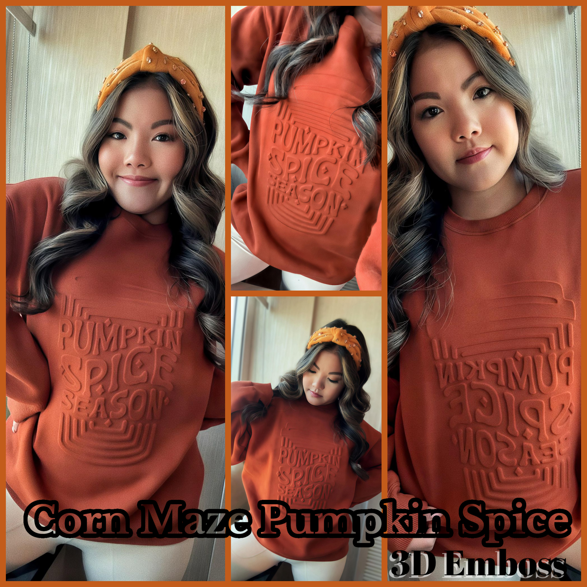 Evelyn Embossed Sweater - Corn Maze Pumpkin Spice Latte