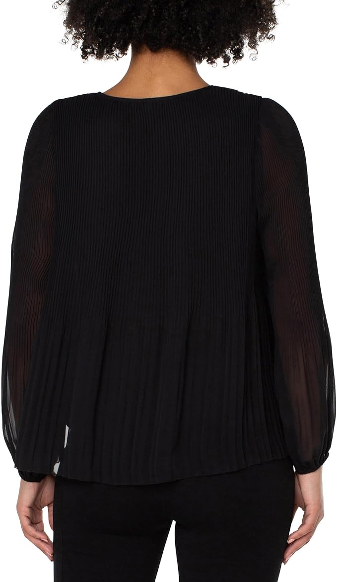 Liverpool v-neck long sleeve pleated top