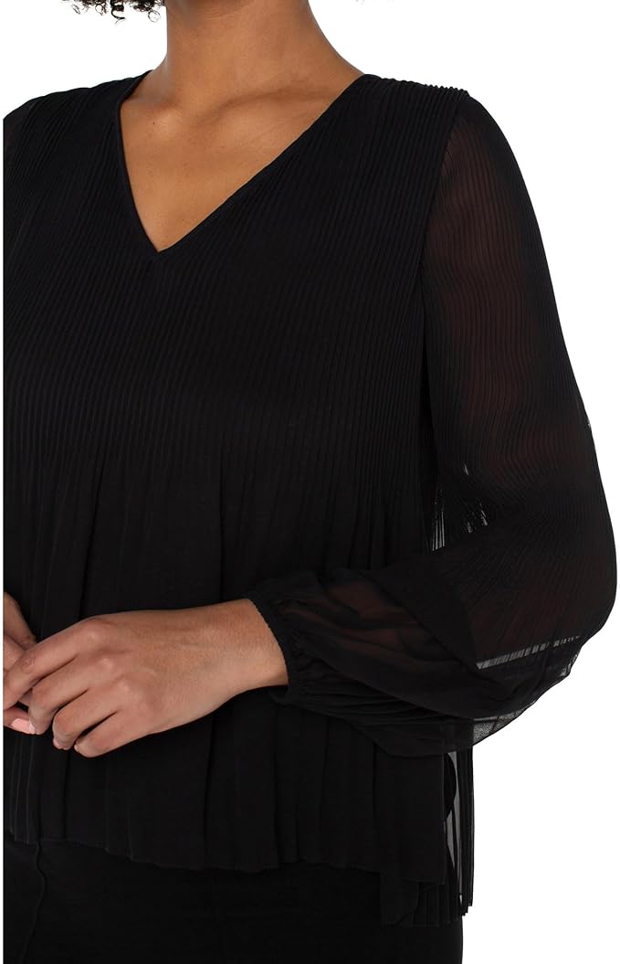 Liverpool v-neck long sleeve pleated top