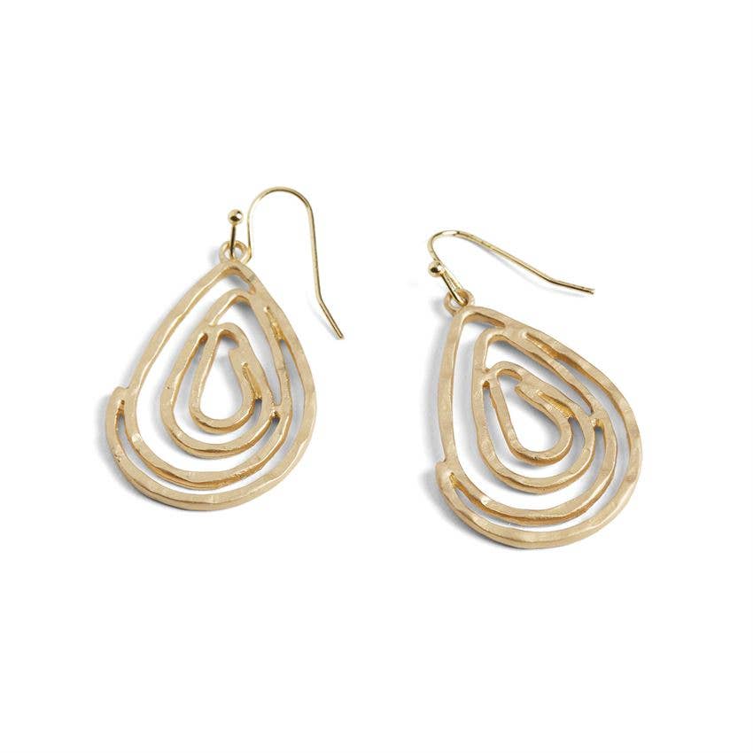 Swirl Teardrop Earrings - Matte Gold