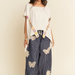 Crochet Applique Striped Barrel Pants - The Bronze Butterfly