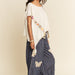 Crochet Applique Striped Barrel Pants - Plus - The Bronze Butterfly