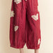 Crochet Applique Striped Barrel Pants - Plus - The Bronze Butterfly