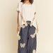 Crochet Applique Striped Barrel Pants - Plus - The Bronze Butterfly