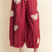 Crochet Applique Striped Barrel Pants - The Bronze Butterfly