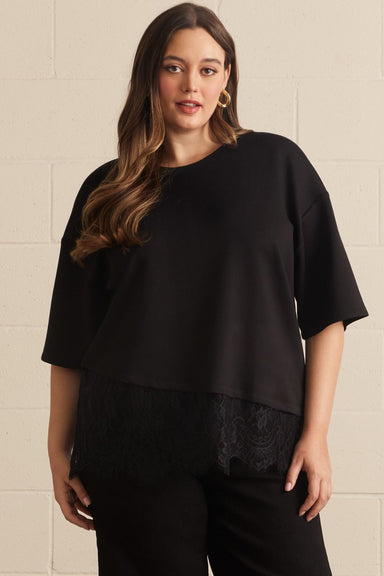 Entro Eyelash Lace Hem Knit Tunic Top - The Bronze Butterfly