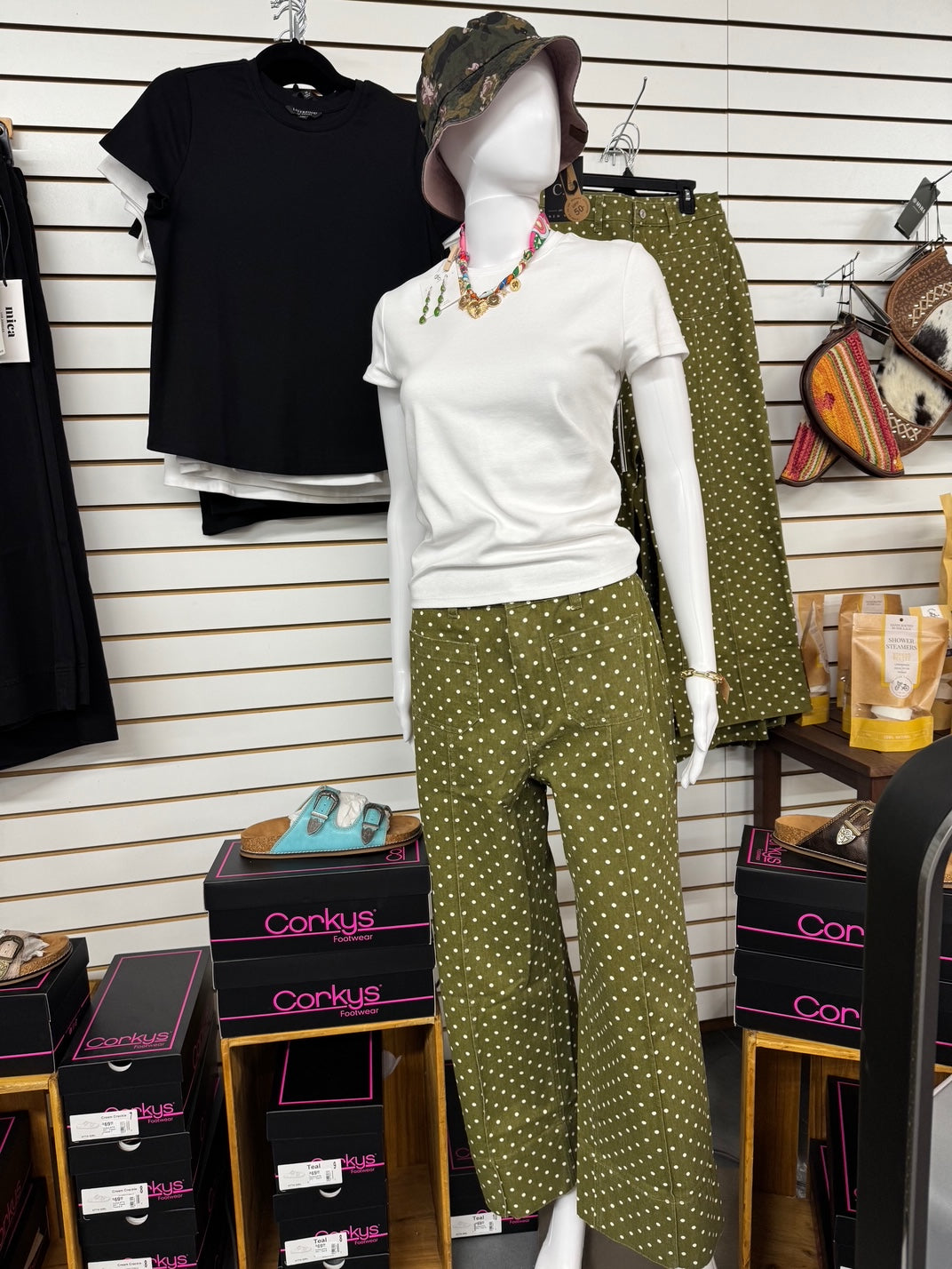 Entro Polka Dot Pant in Olive - The Bronze Butterfly