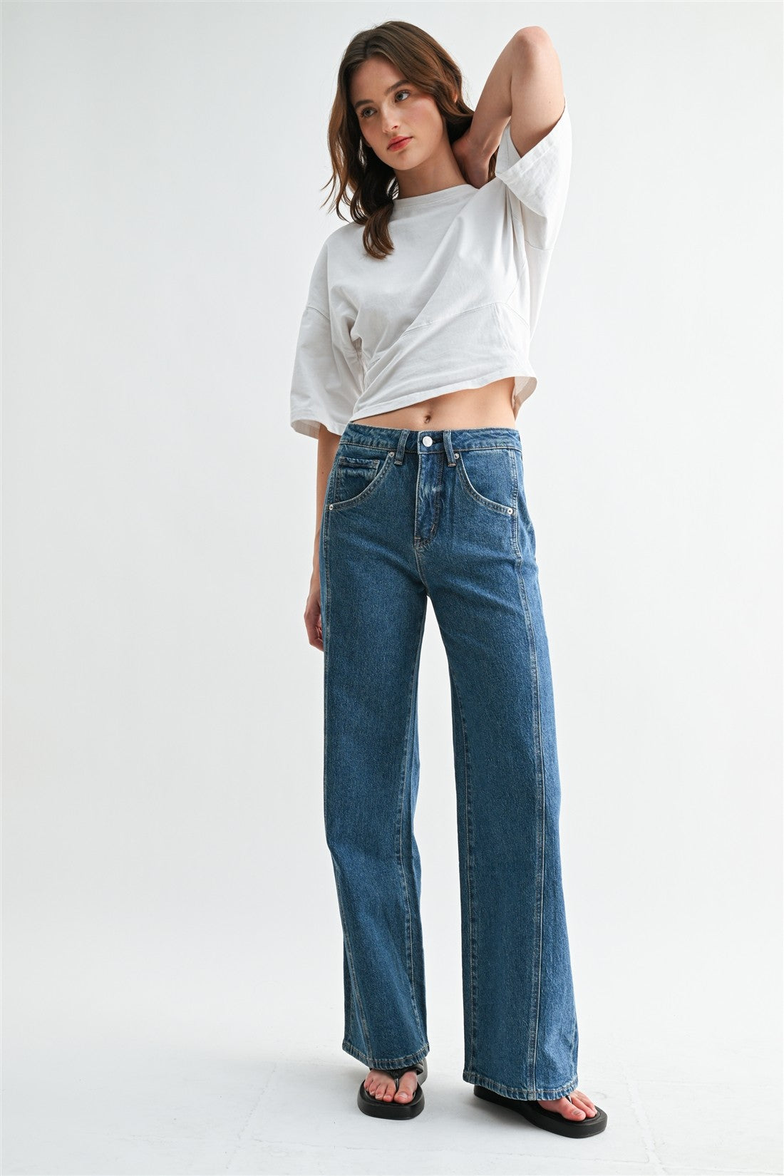 High Rise Wide Leg Side Panel Jeans | Mica Denim - The Bronze Butterfly