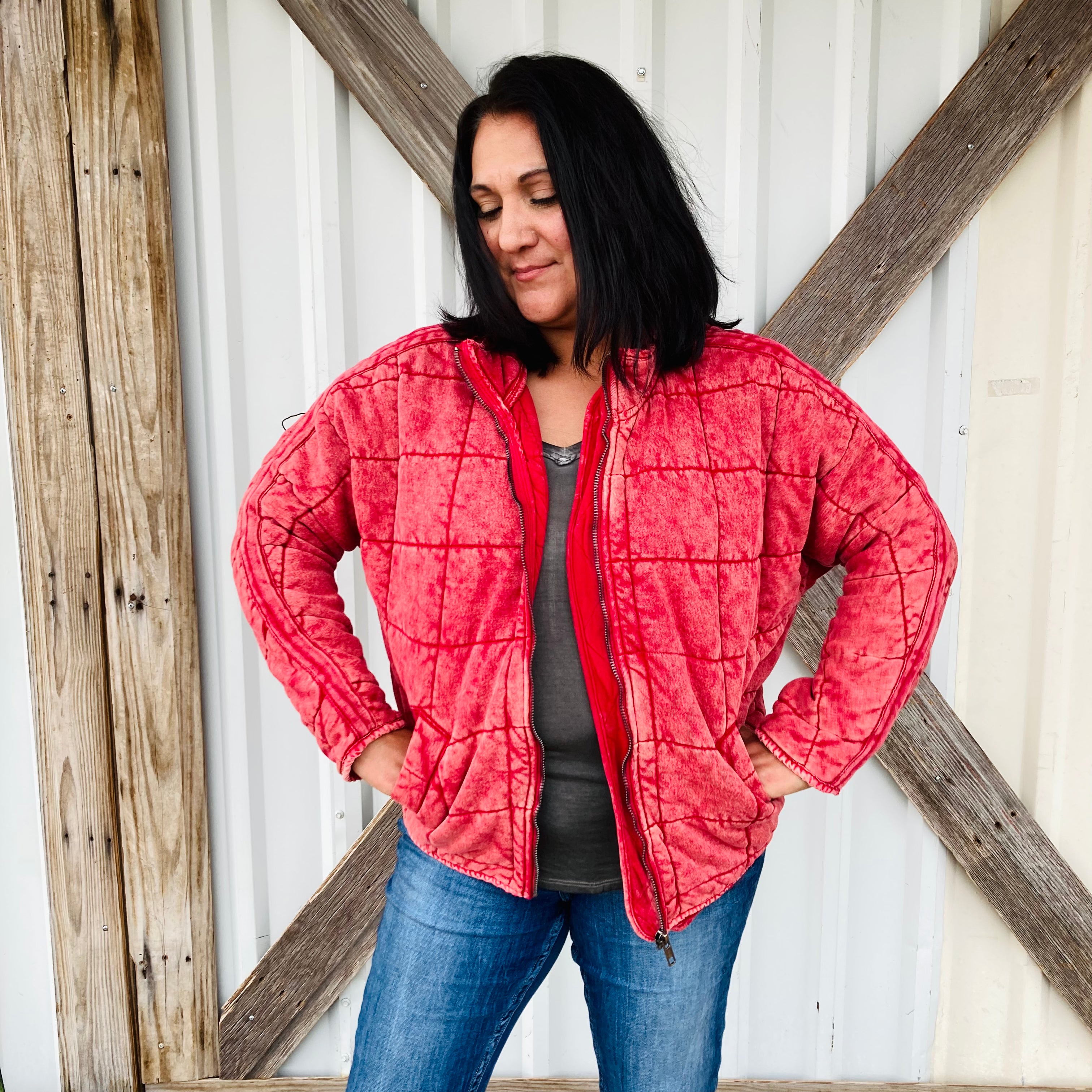 WASHED QUILTED DOLMAN JACKET