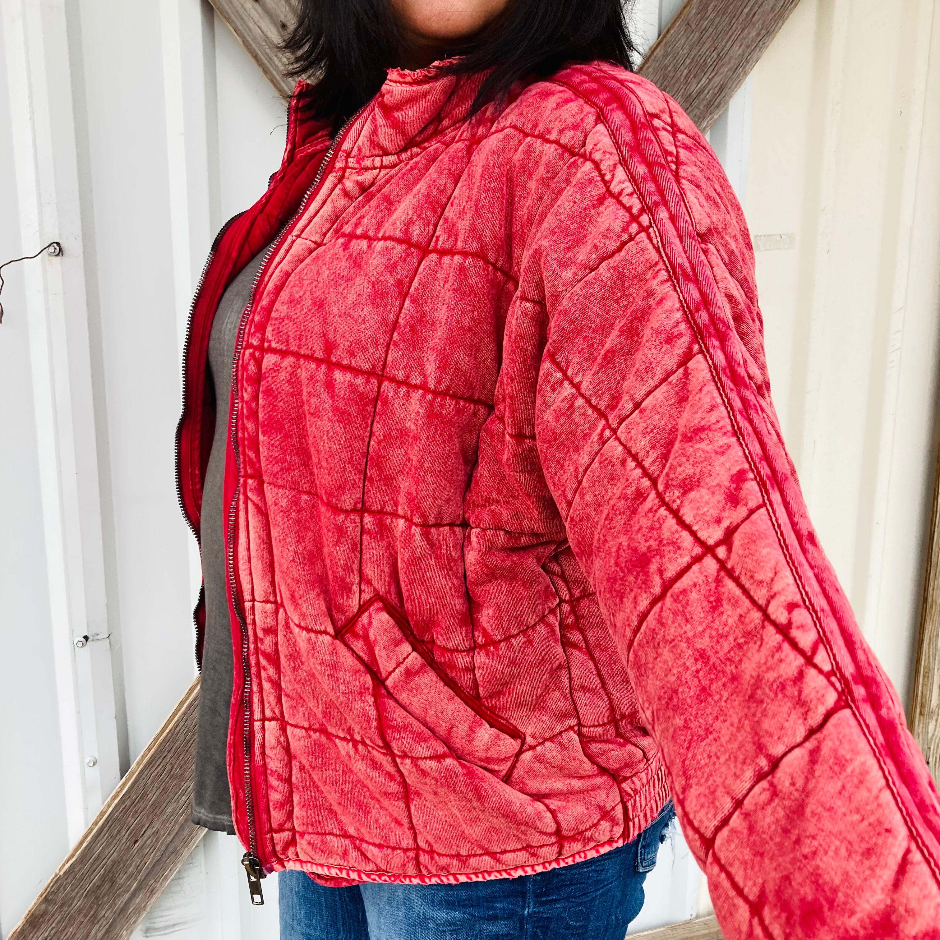 WASHED QUILTED DOLMAN JACKET