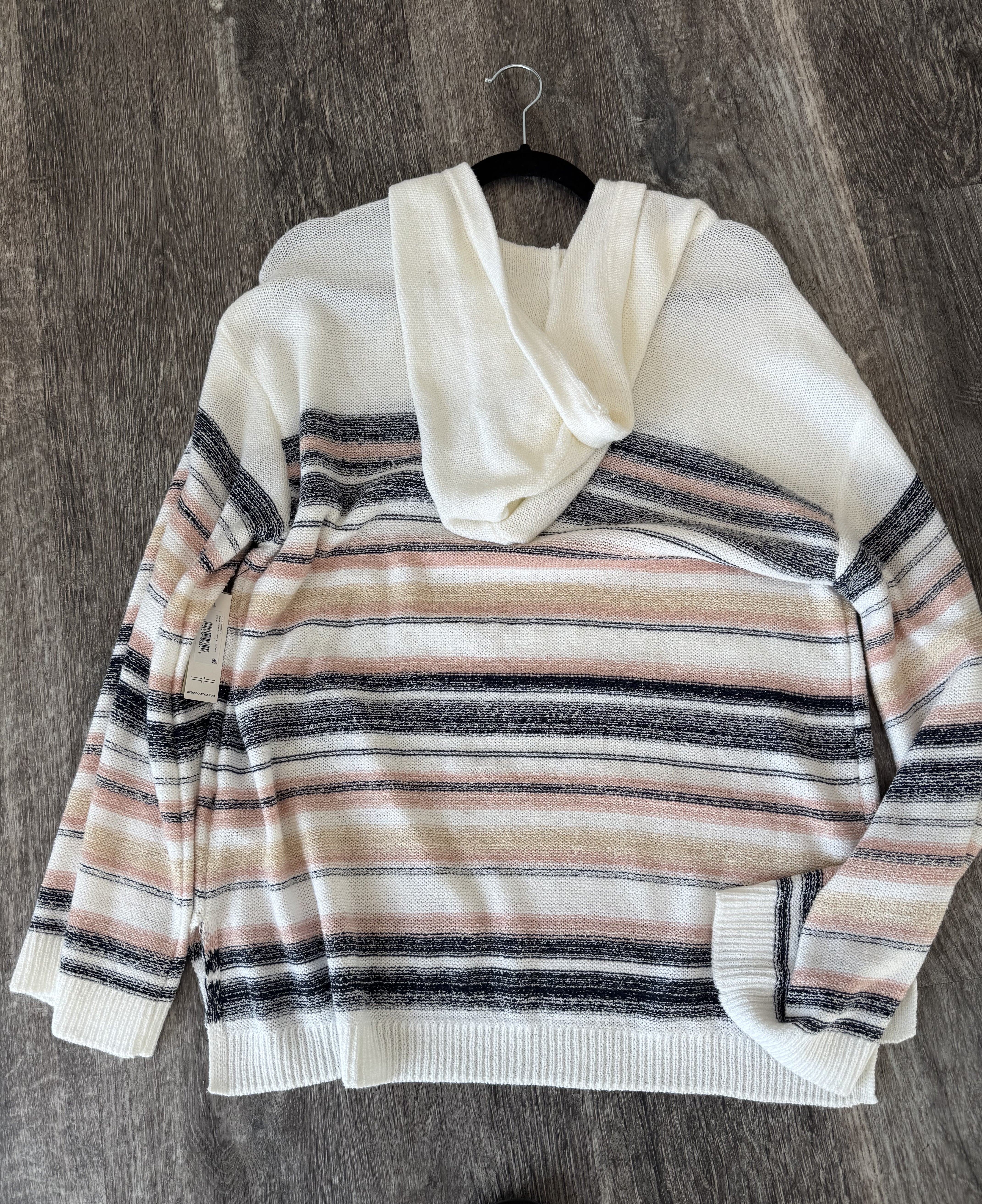 LIverpool Cream Navy and Pink combo Sweater with Hood