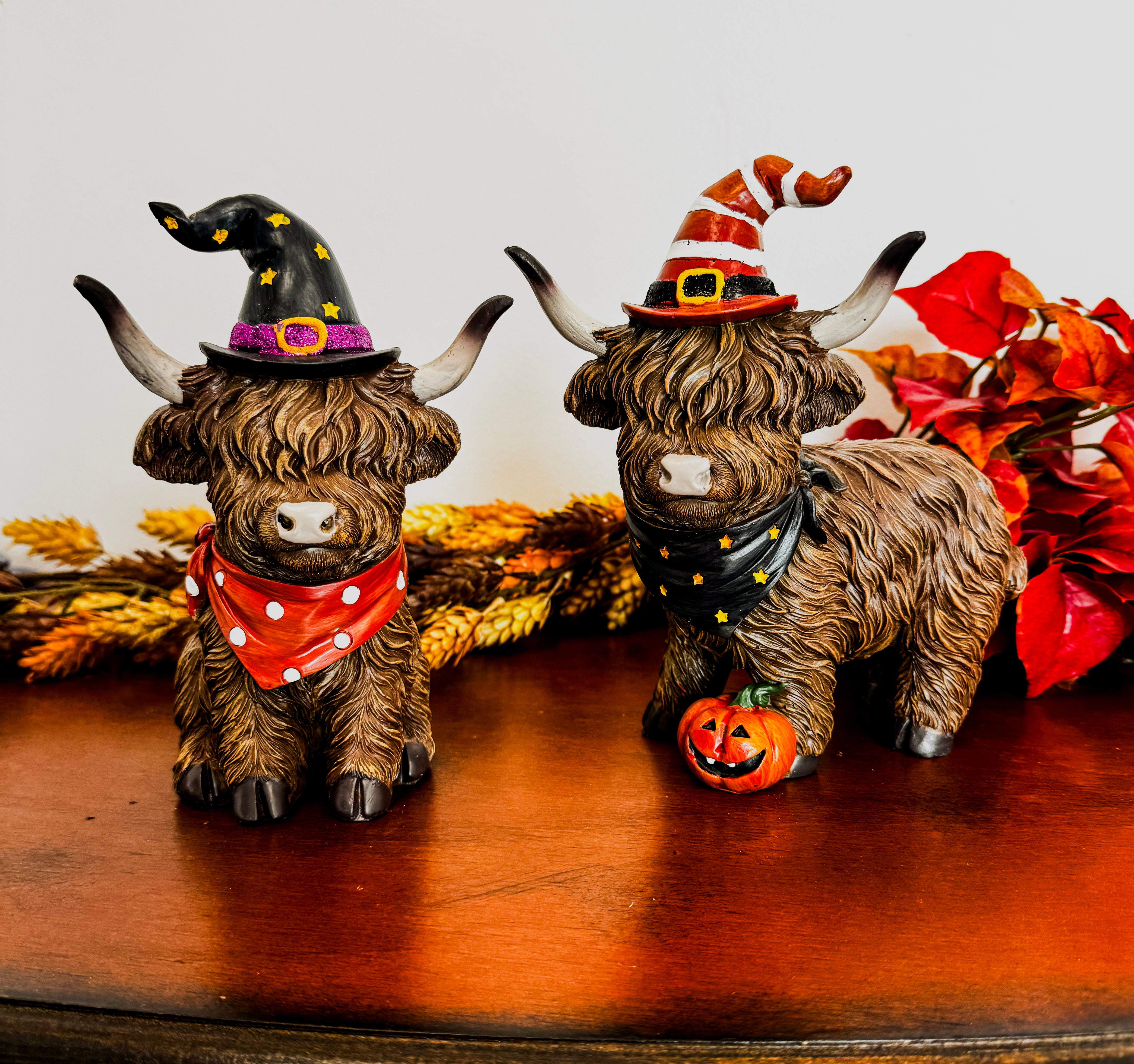 Resin Halloween Highland Cow Figurine- single