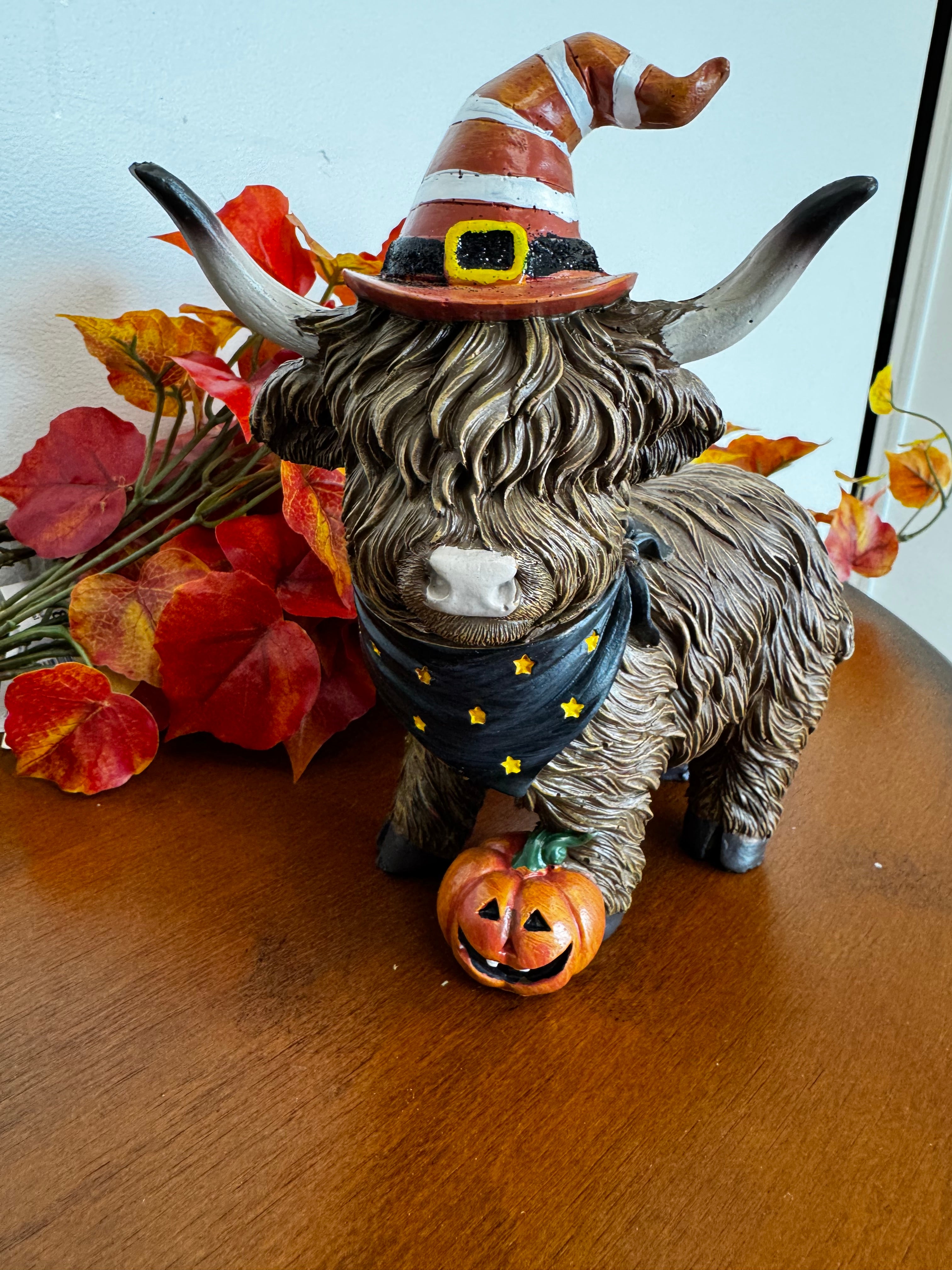 Resin Halloween Highland Cow Figurine- single