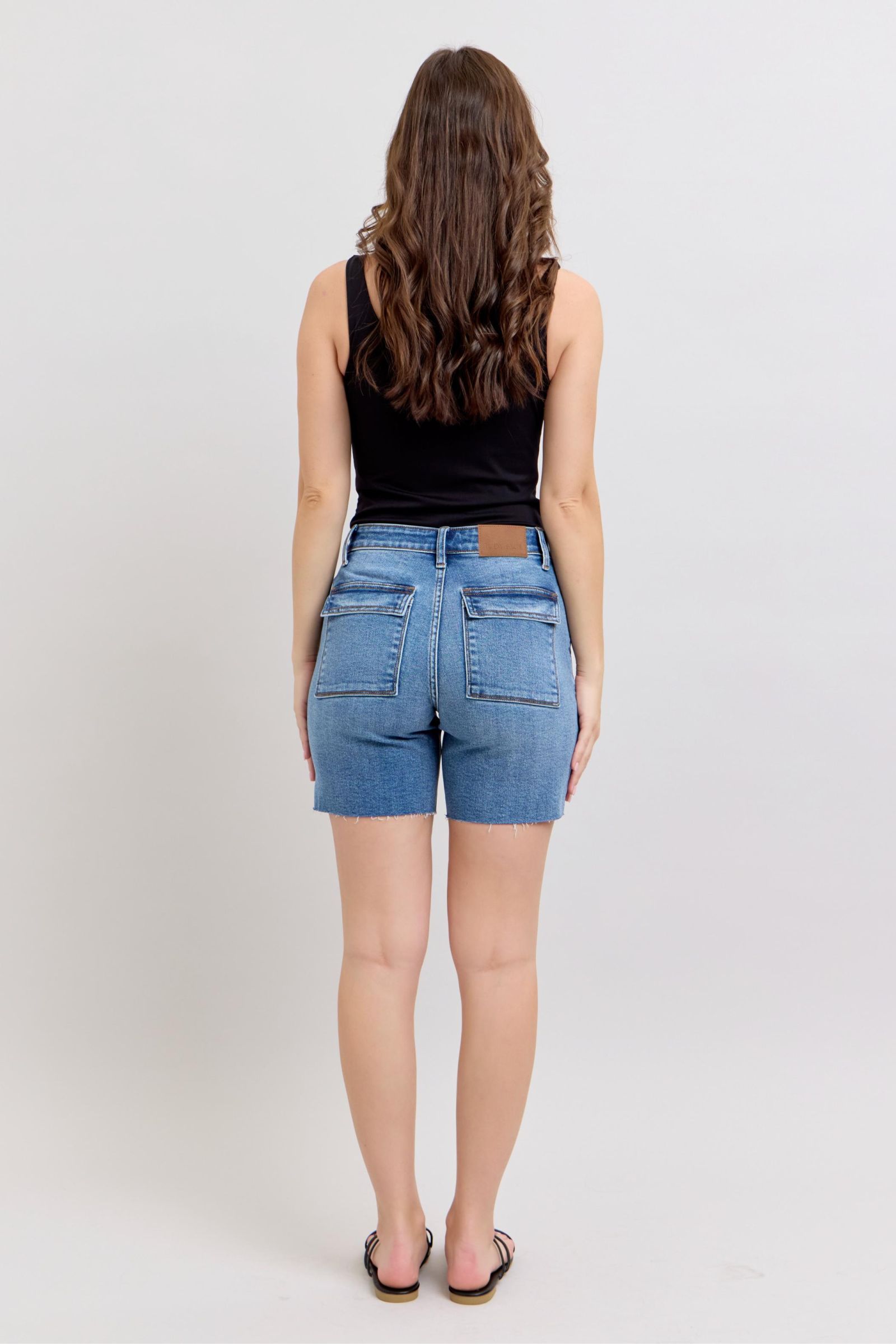 Judy Blue Mid Rise Bermudas w/ Back Flap Pockets - Regular & Plus Size