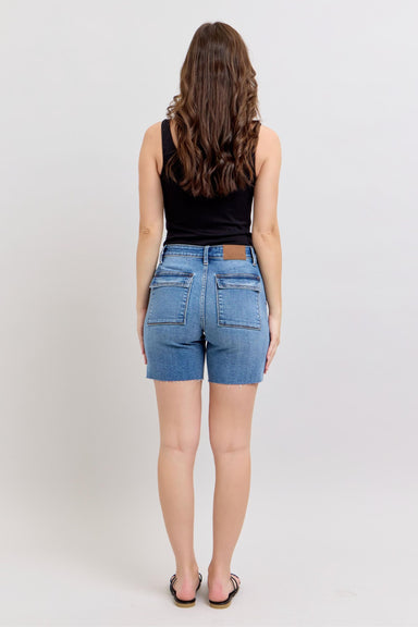 Judy Blue Mid Rise Bermudas w/ Back Flap Pockets - Regular & Plus Size