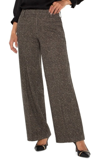 Liverpool Kelsey Wide Leg Trouser in Black Tan Herringbone - The Bronze Butterfly