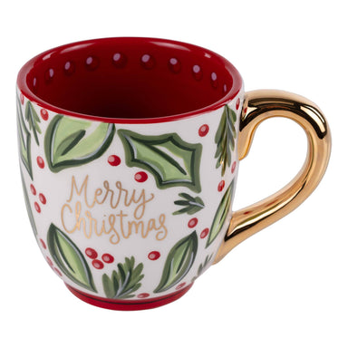 Merry Christmas Holly Mug - The Bronze Butterfly