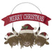 Metal Holiday Hanging Highland Cows with Sign | 20" Wall Decor - The Bronze Butterfly