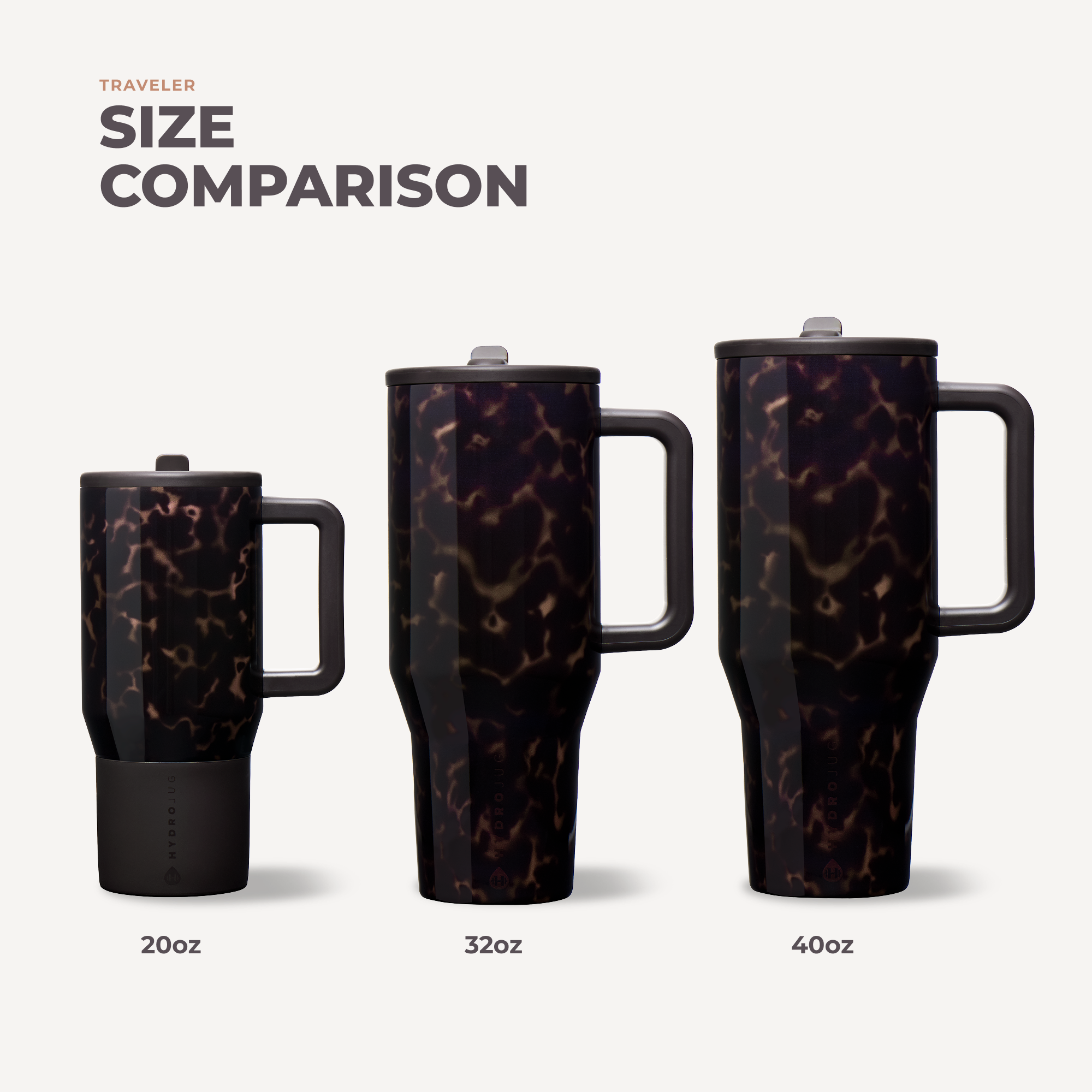 Mocha Tortoise HydroJug 32oz Traveler Tumbler - The Bronze Butterfly