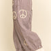 Peace Sign Applique Striped Balloon Pants - The Bronze Butterfly