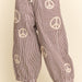 Peace Sign Applique Striped Balloon Pants - The Bronze Butterfly