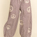 Peace Sign Applique Striped Balloon Pants - The Bronze Butterfly