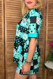 Ranch Patchwork Print Top & Shorts Set - Daisy & Turquoise - The Bronze Butterfly