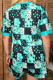 Ranch Patchwork Print Top & Shorts Set - Daisy & Turquoise - The Bronze Butterfly