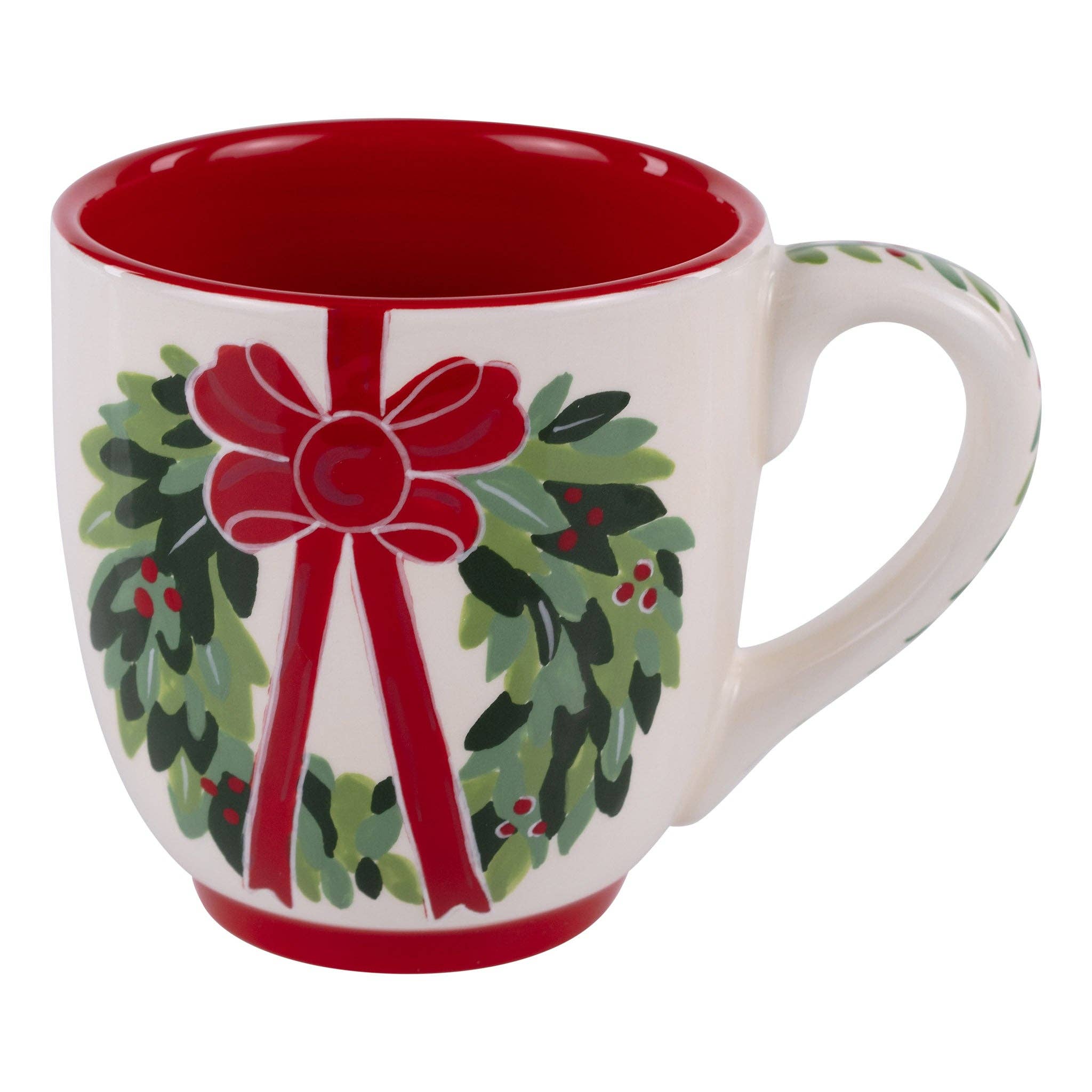 Red Bow Wreath Mug - The Bronze Butterfly