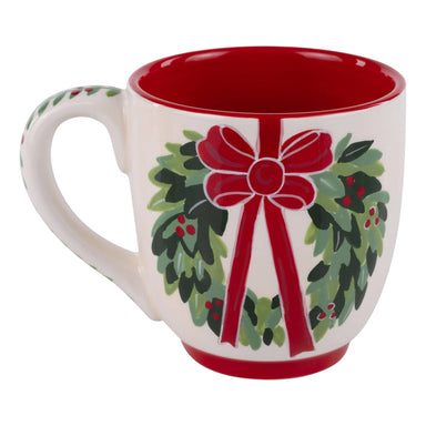 Red Bow Wreath Mug - The Bronze Butterfly
