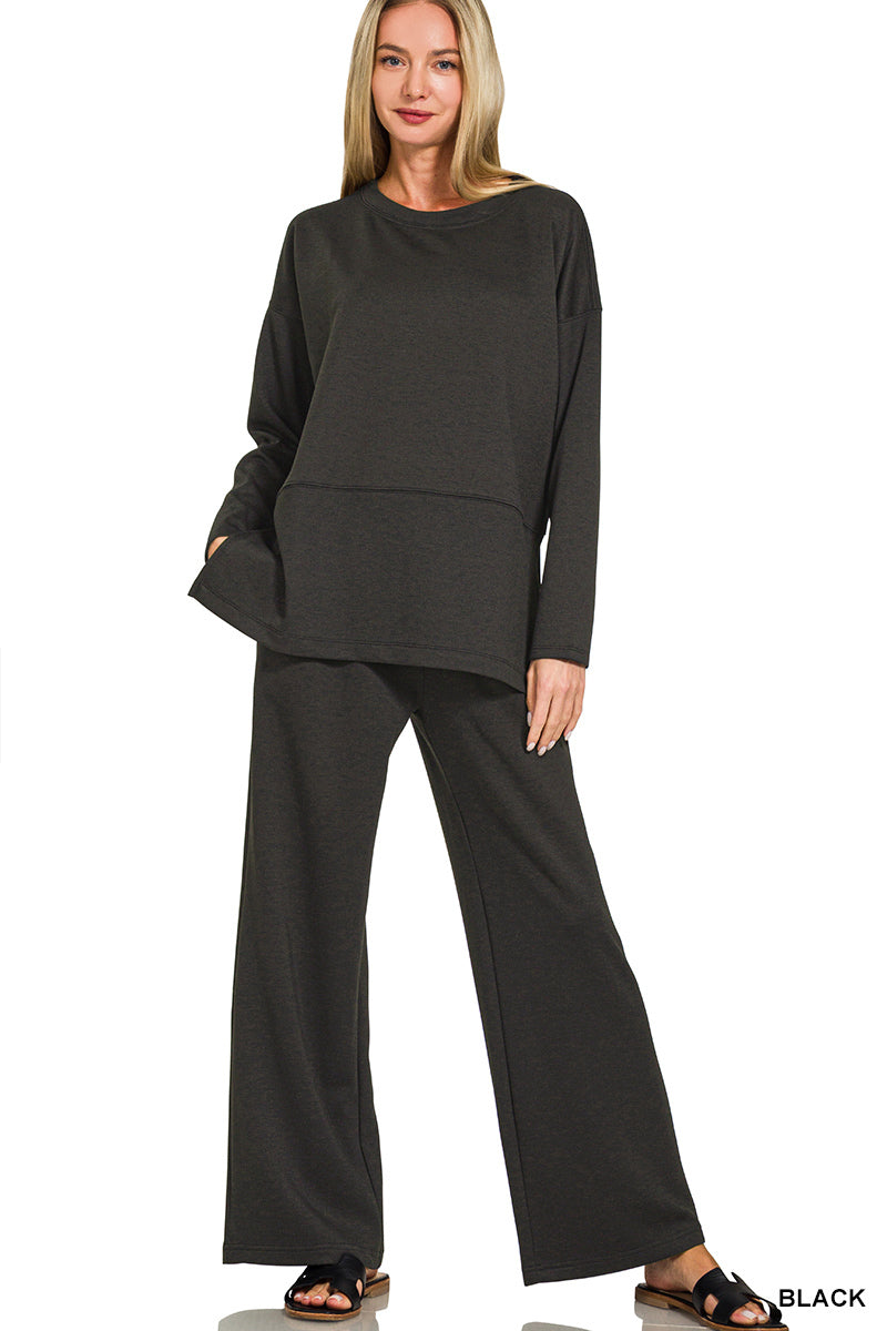 Scuba Side Slit Top & Pants Set - The Bronze Butterfly