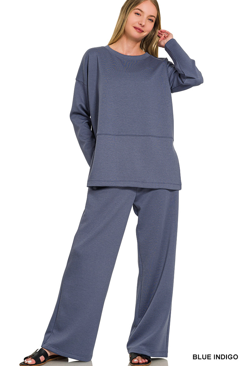 Scuba Side Slit Top & Pants Set - The Bronze Butterfly